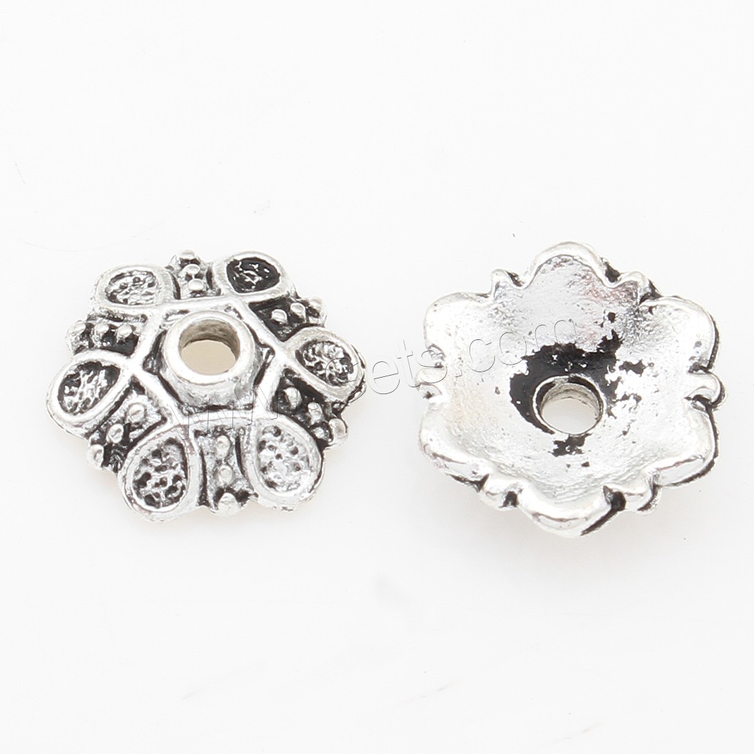 Zinc Alloy Bead Caps, Flower, plated, silver color, 10*11mm, 500PCs/Bag, Sold By Bag