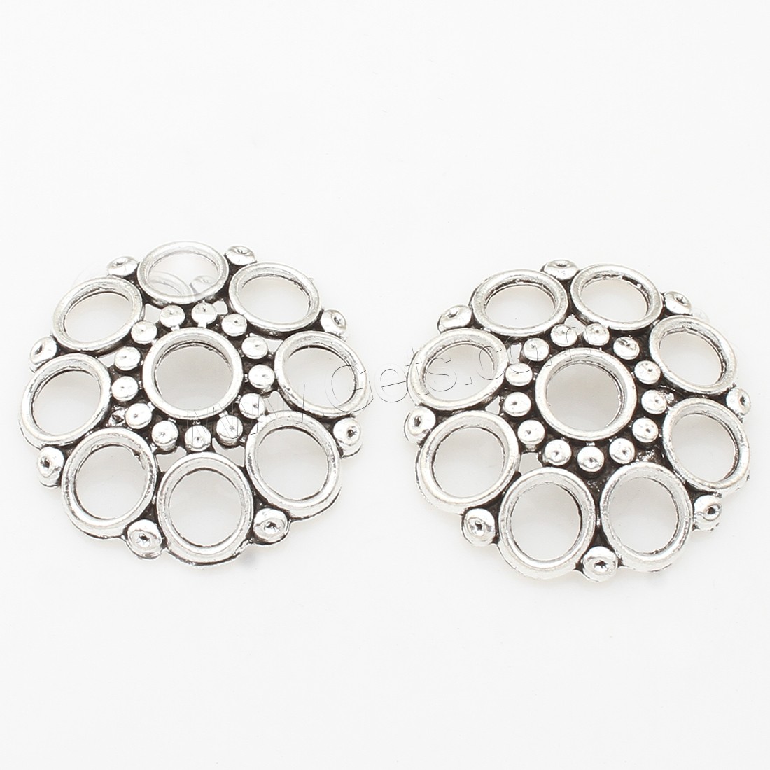 Zinc Alloy Bead Caps, Flower, plated, hollow, silver color, nickel, lead & cadmium free, 30*6mm, 100PCs/Bag, Sold By Bag