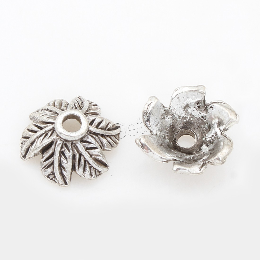Zinc Alloy Bead Caps, Flower, plated, silver color, 10*5mm, 500PCs/Bag, Sold By Bag