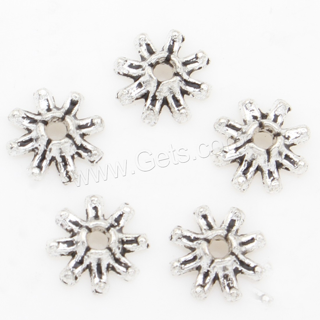 Zinc Alloy Bead Caps, Flower, plated, silver color, 8*3mm, 1500PCs/Bag, Sold By Bag