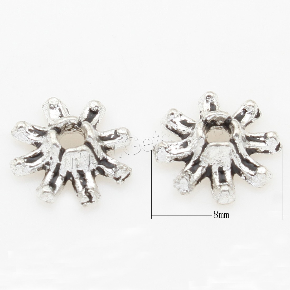 Zinc Alloy Bead Caps, Flower, plated, silver color, 8*3mm, 1500PCs/Bag, Sold By Bag