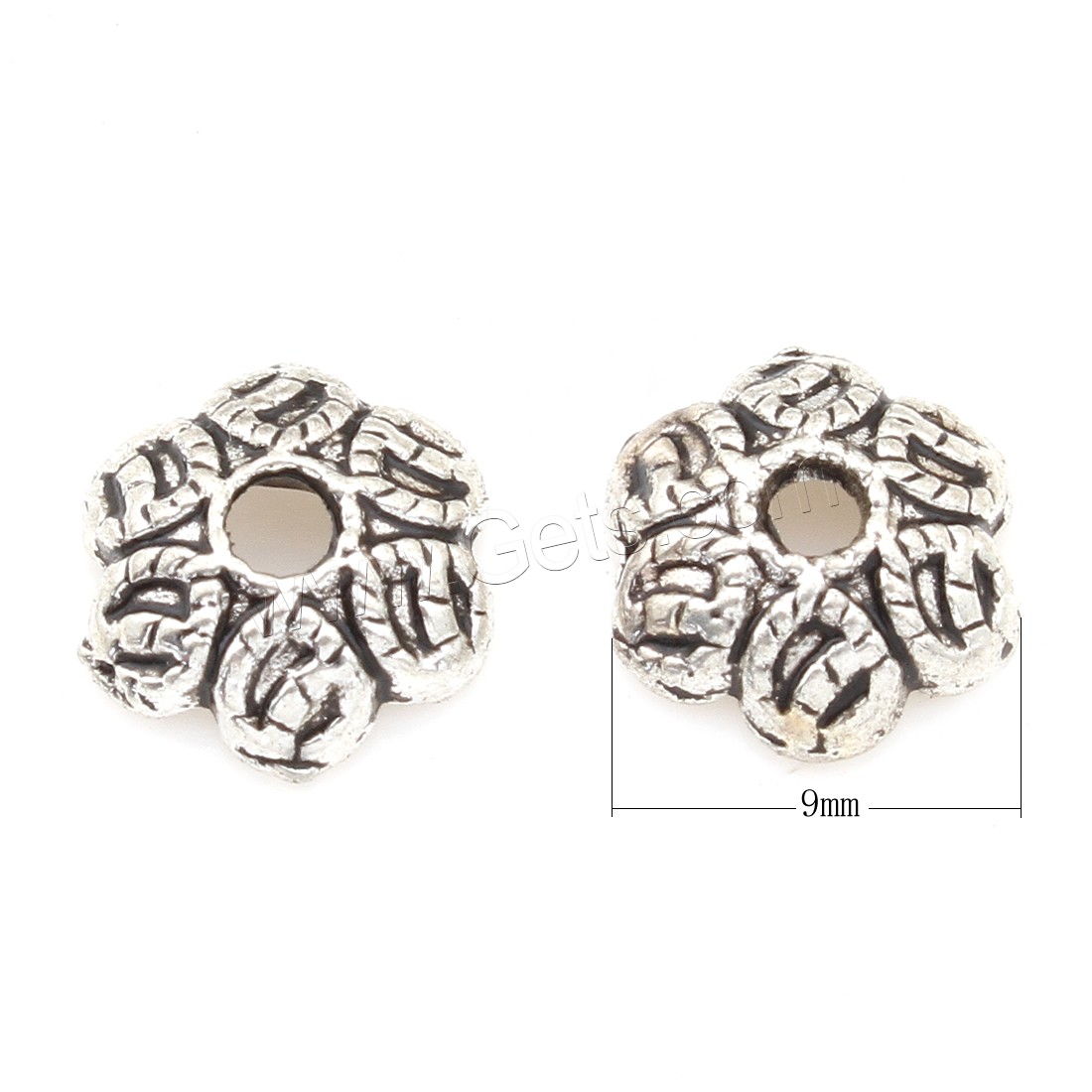 Zinc Alloy Bead Caps, Flower, plated, silver color, 9*3mm, 1000PCs/Bag, Sold By Bag