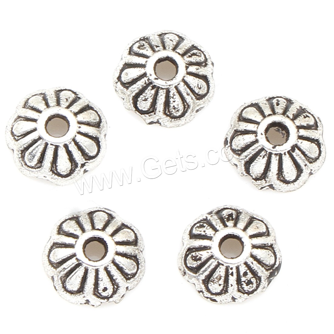 Zinc Alloy Bead Caps, Flower, plated, silver color, 7*2mm, 4000PCs/Bag, Sold By Bag
