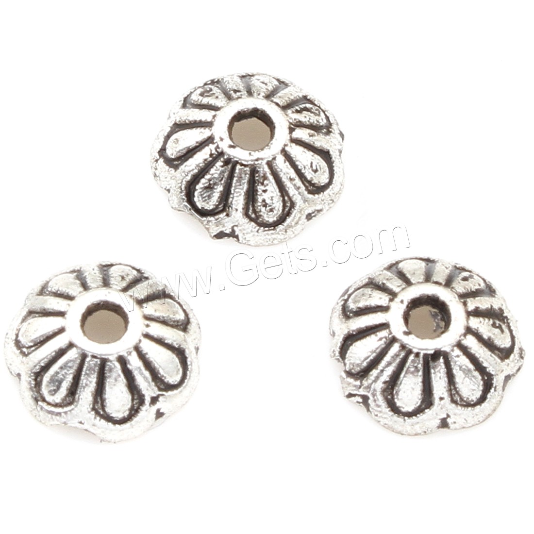 Zinc Alloy Bead Caps, Flower, plated, silver color, 7*2mm, 4000PCs/Bag, Sold By Bag