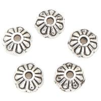 Zinc Alloy Bead Caps, Flower, plated, silver color, 7*2mm 