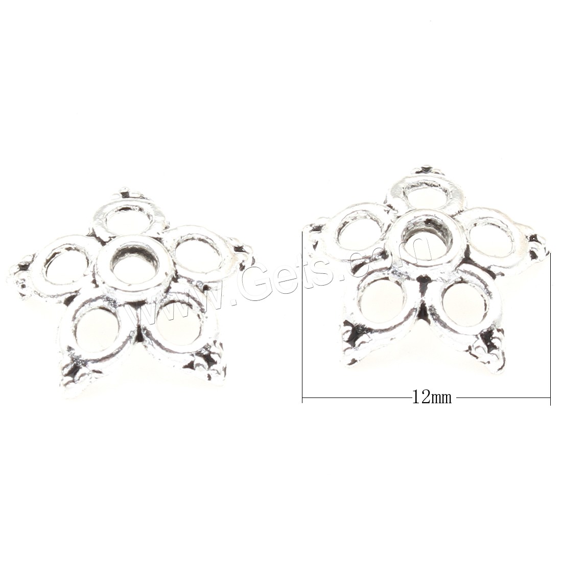 Zinc Alloy Bead Caps, Flower, plated, hollow, silver color, 12*3mm, 1000PCs/Bag, Sold By Bag