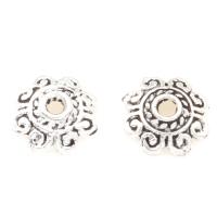 Zinc Alloy Bead Caps, Flower, plated, silver color, 8*2mm 