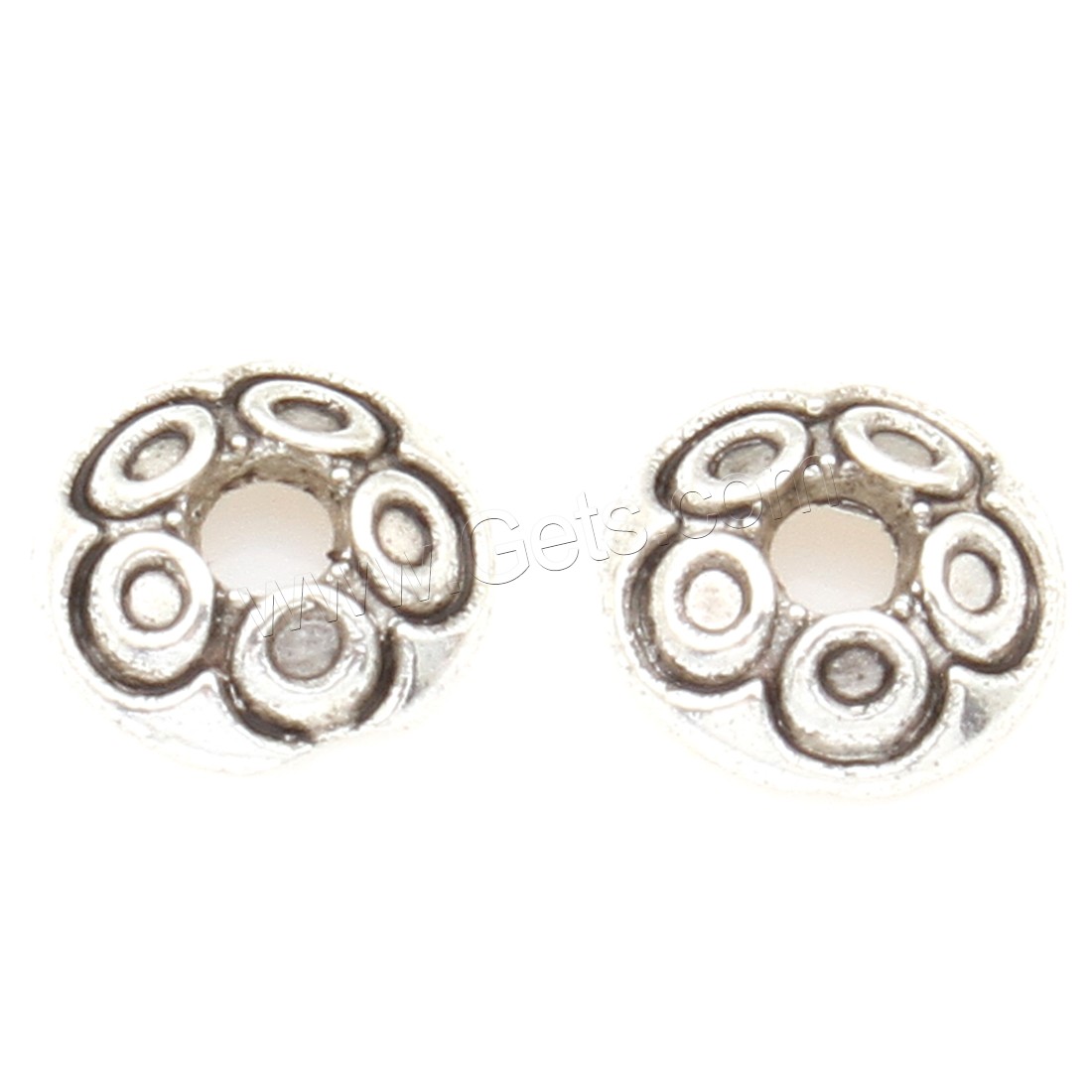 Zinc Alloy Bead Caps, Flower, plated, silver color, 6*1mm, 6000PCs/Bag, Sold By Bag
