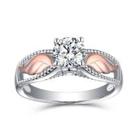 Кубическое цирконовое латунное кольцо, Латунь, с кубический цирконий, Другое покрытие, разный размер для выбора & Женский & со стразами, под розовое золото, продается PC