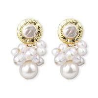 Plastic Pearl Zinc Alloy Earring, with Zinc Alloy, plated, for woman 