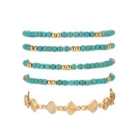 Zinc Alloy Anklet, with turquoise, plated, 5 pieces & Unisex, 59mm,64mm 