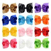 Polyester Bowkont Hair Clip, with Plastic Pearl & Zinc Alloy, Bowknot, for children 200mm Approx 8 Inch 