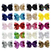 Polyester Bowkont Hair Clip, with Sequins & Gauze, Bowknot, for children 110mm Approx 4.3 Inch 