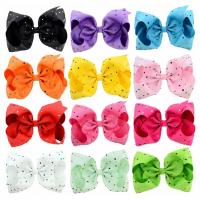Polyester Bowkont Hair Clip, with Rhinestone & Zinc Alloy, Bowknot, printing, for children & iron-on 200mm Approx 8 Inch 