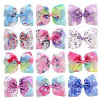 Polyester Bowkont Hair Clip, with Zinc Alloy, Bowknot, printing & for children 200mm Approx 8 Inch 