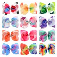 Polyester Bowkont Hair Clip, with Rhinestone & Zinc Alloy, Bowknot, gradient color & for children & iron-on 140mm,56mm Approx 5.5 