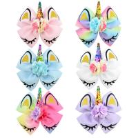 Polyester Bowkont Hair Clip, with Sequins & Zinc Alloy, Bowknot, printing, cute & for children 160mm,77mm Approx 6.3 Inch 
