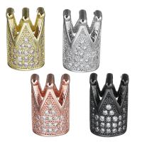 Brass Slide Charm, Crown, plated, micro pave cubic zirconia Approx 