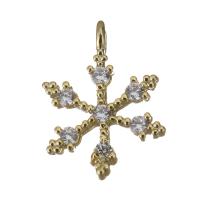 Cubic Zirconia Micro Pave Brass Pendant, Snowflake, gold color plated, micro pave cubic zirconia Approx 1mm 