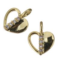 Brass Heart Pendants, gold color plated, micro pave cubic zirconia & hollow Approx 2mm 