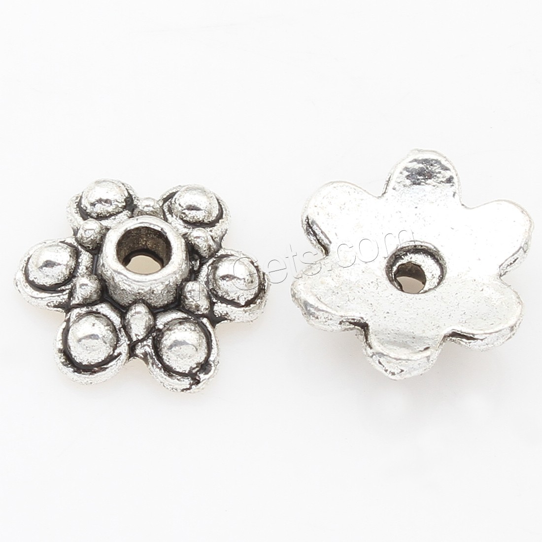 Zinc Alloy Bead Caps, Flower, plated, silver color, nickel, lead & cadmium free, 10*3mm, 750PCs/Bag, Sold By Bag