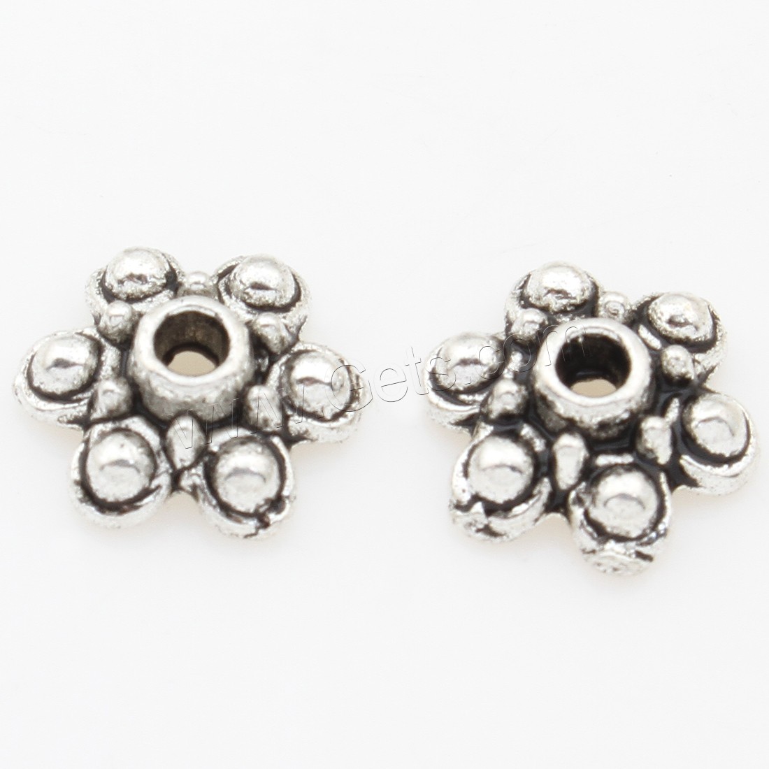 Zinc Alloy Bead Caps, Flower, plated, silver color, nickel, lead & cadmium free, 10*3mm, 750PCs/Bag, Sold By Bag
