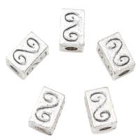 Zinc Alloy Jewelry Beads, Rectangle, plated, silver color, nickel, lead & cadmium free, 7*10mm 