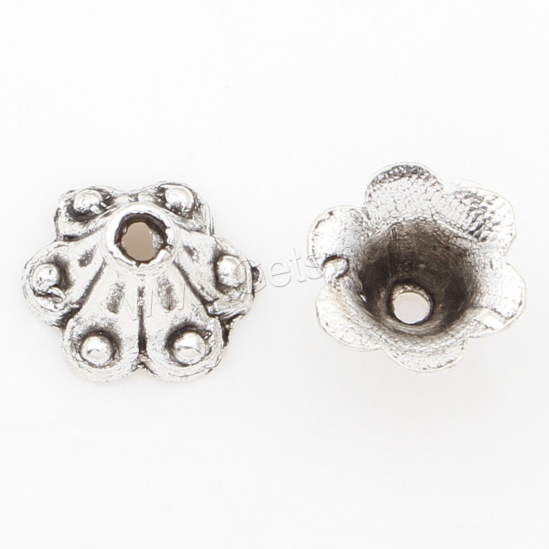 Zinc Alloy Bead Caps, Flower, plated, silver color, nickel, lead & cadmium free, 9*6mm, 1000PCs/Bag, Sold By Bag