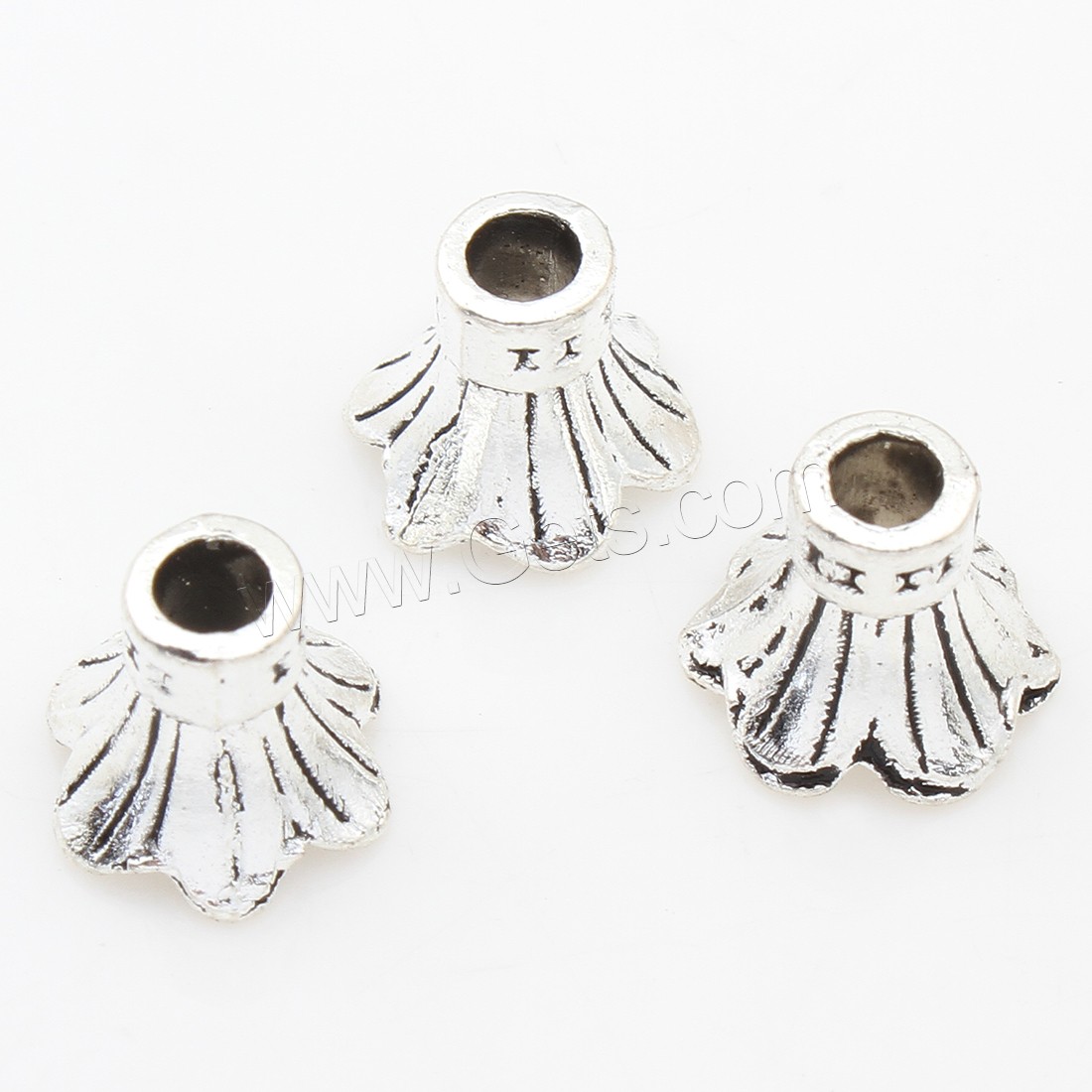 Zinc Alloy Bead Caps, Flower, plated, silver color, nickel, lead & cadmium free, 11*9mm, 500PCs/Bag, Sold By Bag