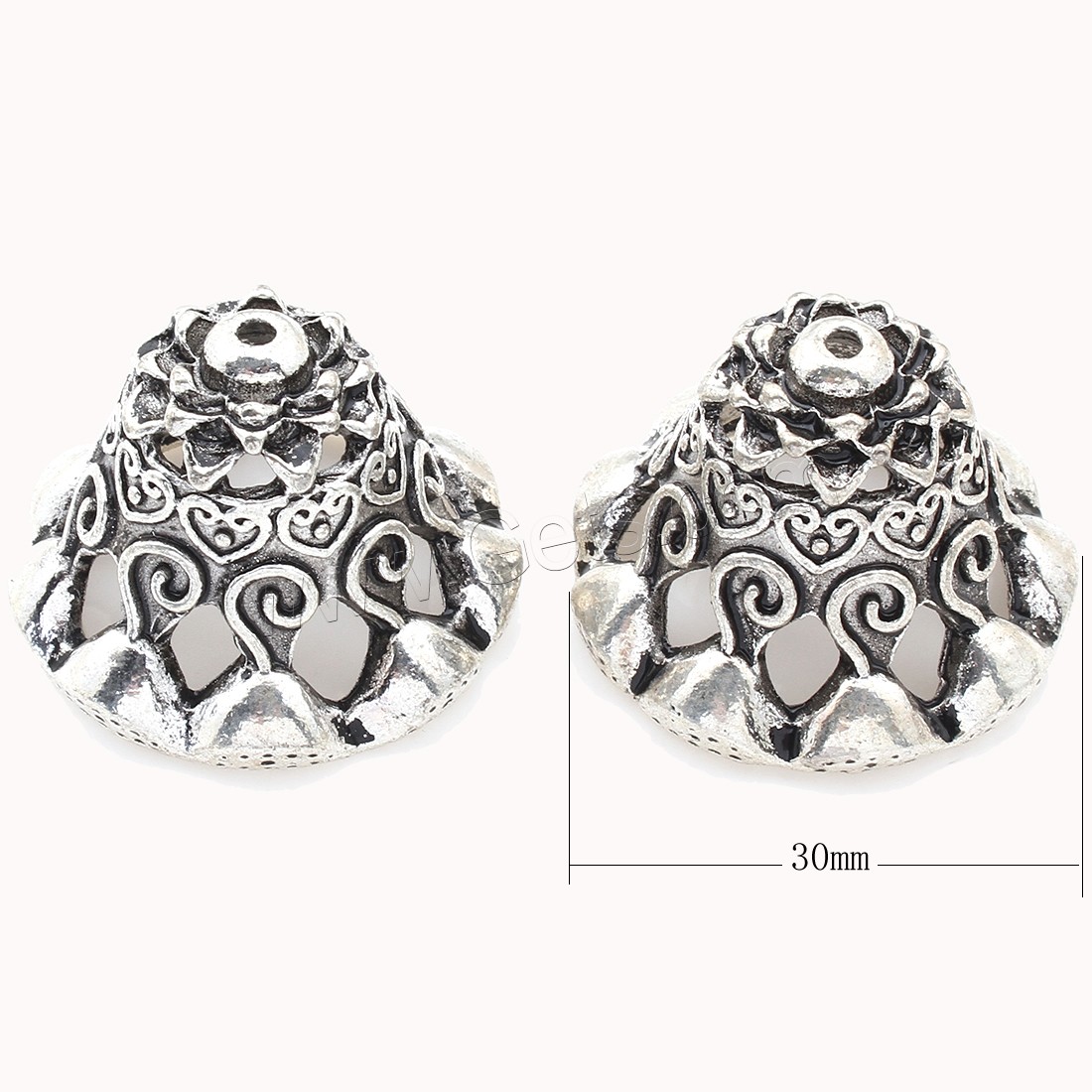 Zinc Alloy Bead Caps, plated, silver color, nickel, lead & cadmium free, 30*21mm, Approx 41PCs/Bag, Sold By Bag