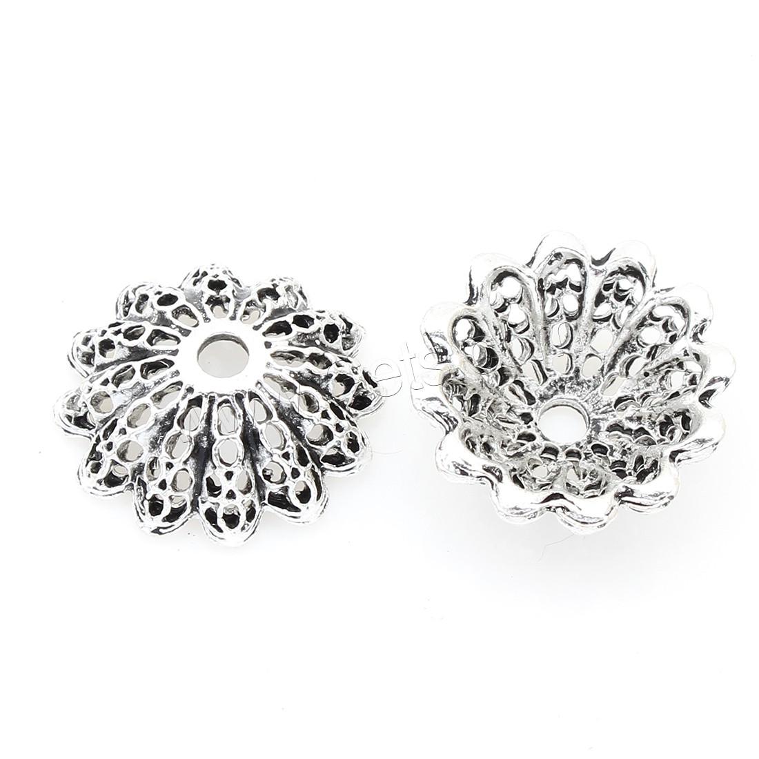 Zinc Alloy Bead Caps, Flower, plated, silver color, nickel, lead & cadmium free, 19*19mm, 250PCs/Bag, Sold By Bag