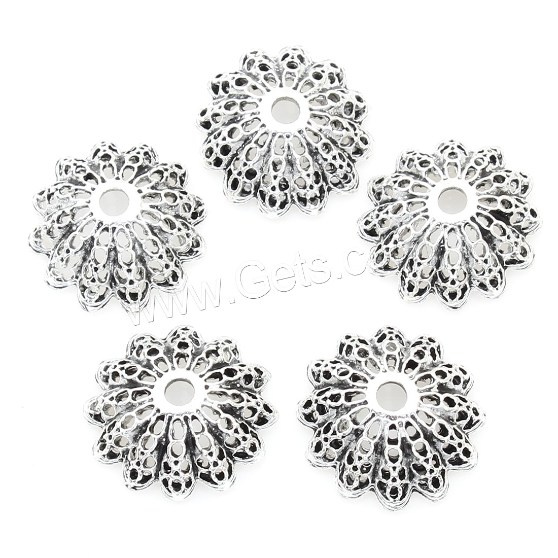 Zinc Alloy Bead Caps, Flower, plated, silver color, nickel, lead & cadmium free, 19*19mm, 250PCs/Bag, Sold By Bag