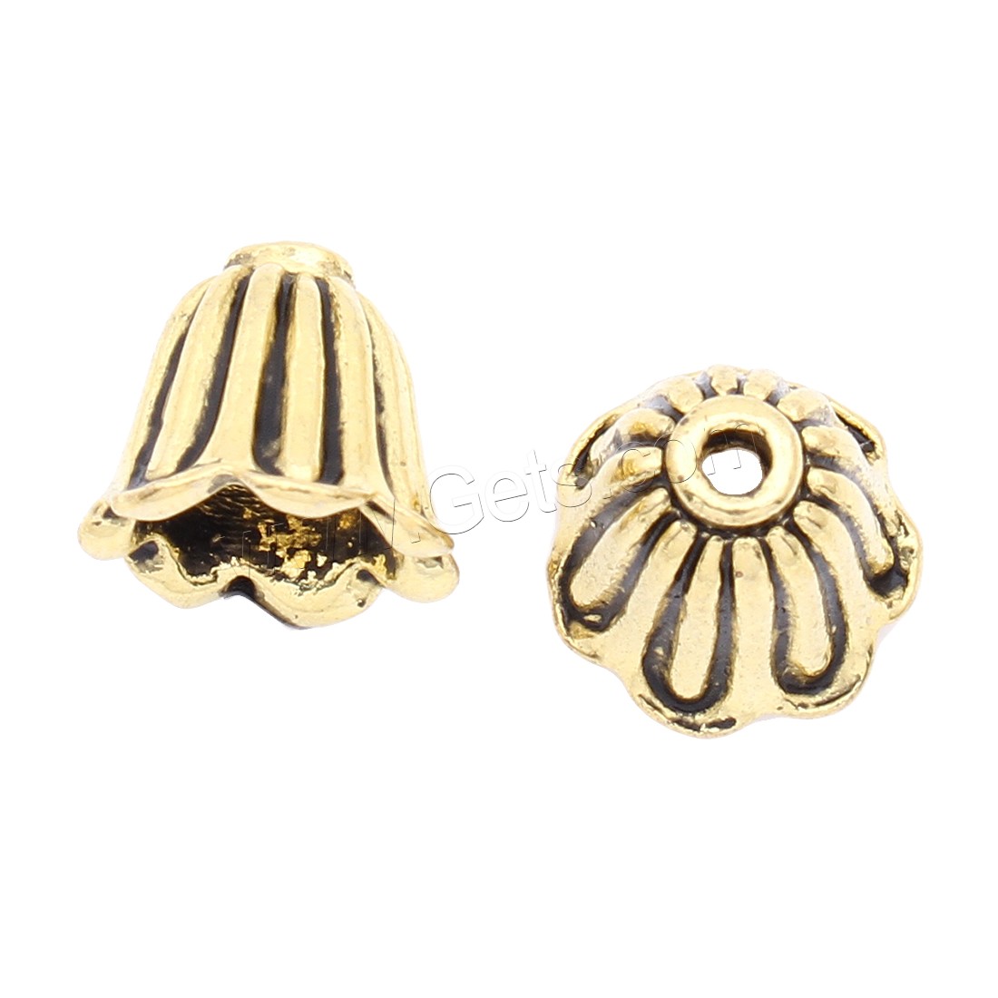 Zinc Alloy Bead Caps, Flower, plated, gold, nickel, lead & cadmium free, 11x10x11mm, Hole:Approx 2mm, 250PCs/Bag, Sold By Bag