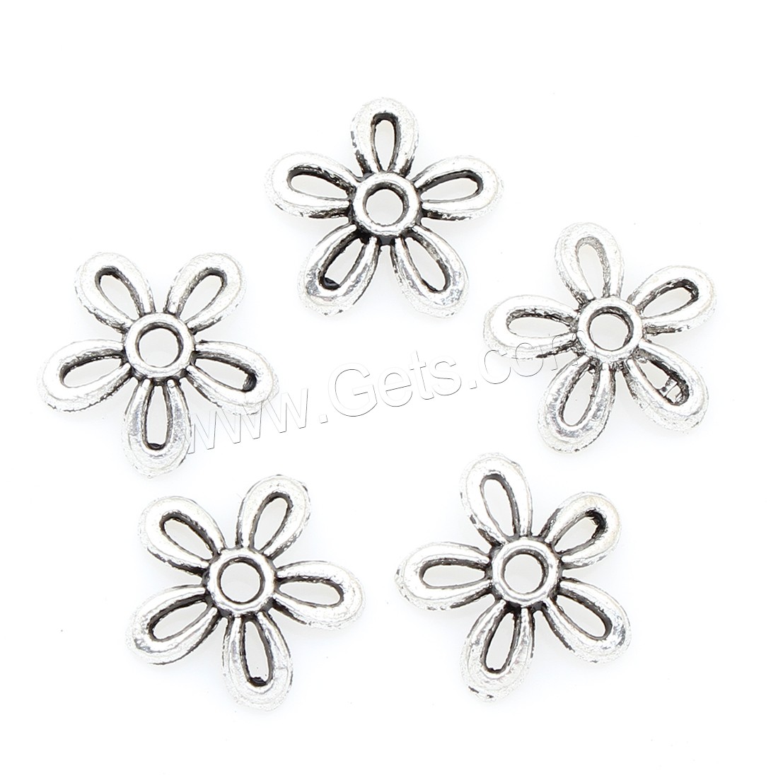 Zinc Alloy Bead Caps, Flower, plated, silver color, nickel, lead & cadmium free, 12*2mm, 1500PCs/Bag, Sold By Bag