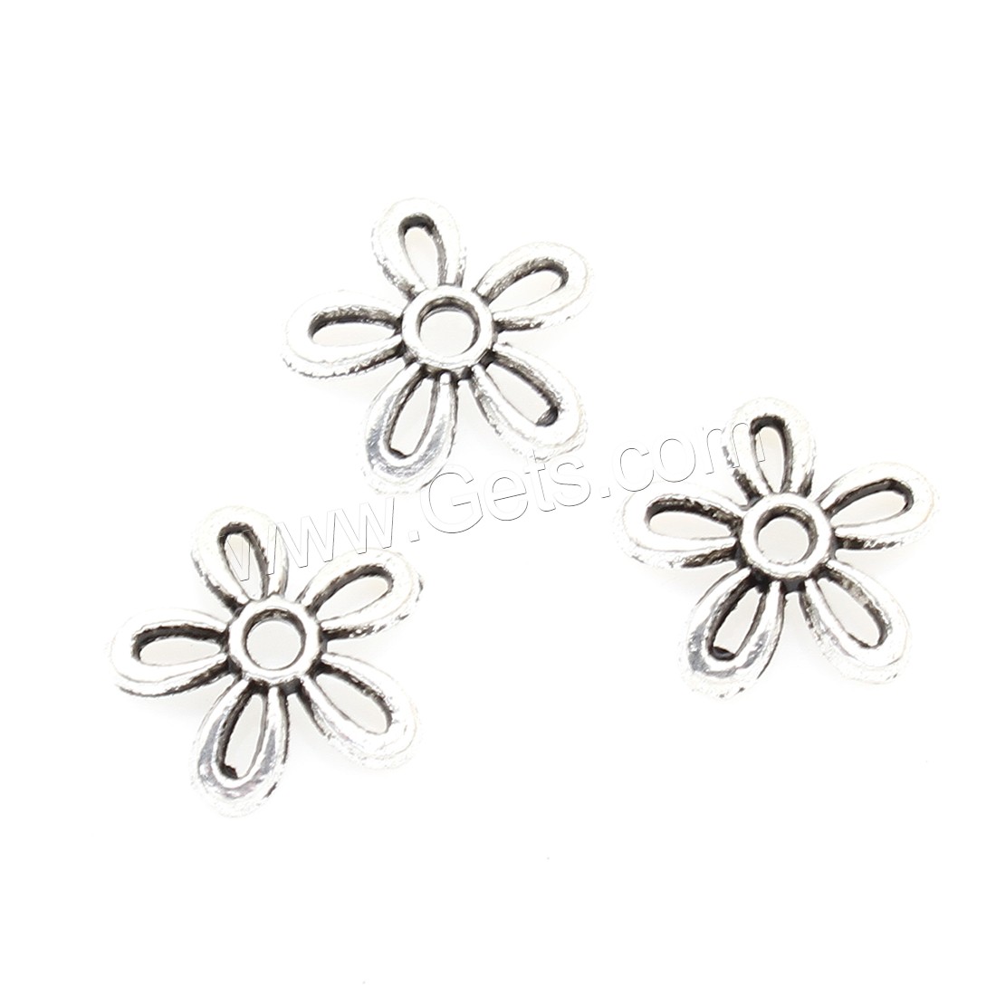 Zinc Alloy Bead Caps, Flower, plated, silver color, nickel, lead & cadmium free, 12*2mm, 1500PCs/Bag, Sold By Bag