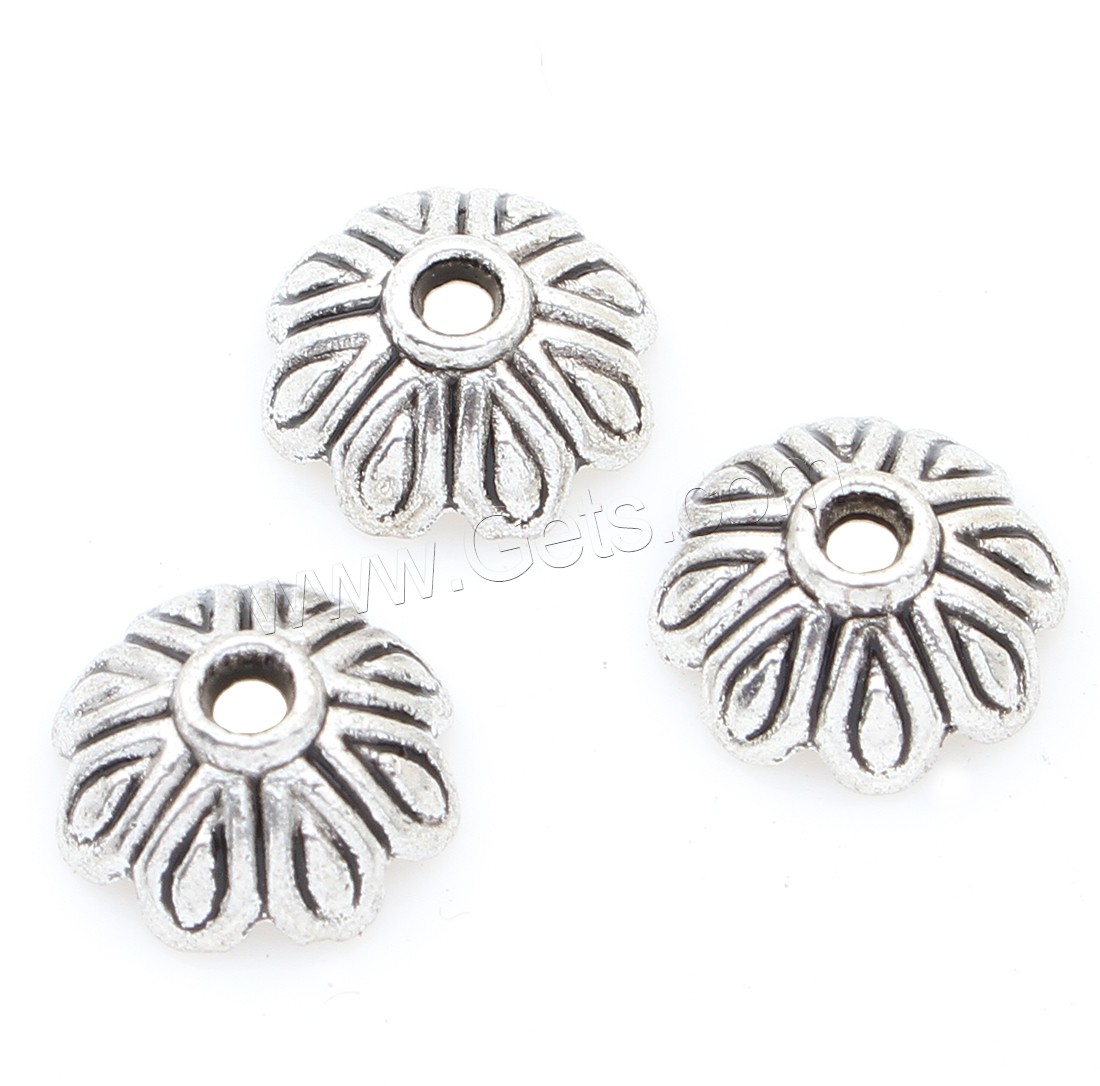 Zinc Alloy Bead Caps, Flower, plated, silver color, nickel, lead & cadmium free, 10*4mm, 2Bags/Lot, Sold By Lot