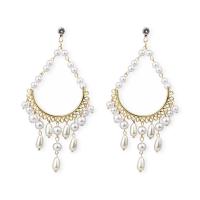 Plastic Pearl Zinc Alloy Earring, with Zinc Alloy, BeCharmed Pearl, plated, for woman, white 