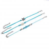 Zinc Alloy Anklet, plated, Adjustable & three pieces & Unisex, blue   