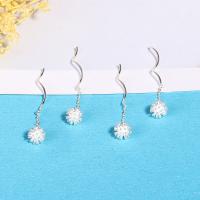 Brass Thread Through Earrings, Dandelion, silver color plated, for woman, 6mm, 40mm 