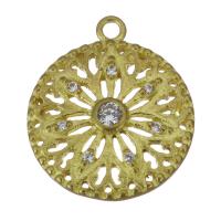 Cubic Zirconia Micro Pave Brass Pendant, gold color plated, micro pave cubic zirconia & hollow Approx 1.5mm 
