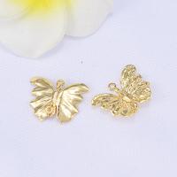 Brass Jewelry Pendants, Butterfly, real gold plated, for woman, 19*19mm 
