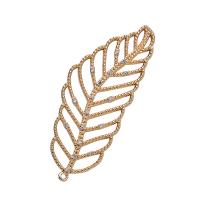 Rhinestone Brass Pendants, Branch, real gold plated, for woman, 39*15mm 