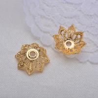 Brass Bead Cap, Flower, real gold plated, for woman, 14.5*5mm 