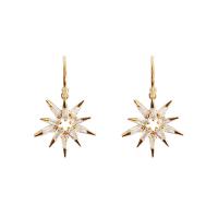 Cubic Zircon Brass Earring, gold color plated, for woman & with cubic zirconia, 18*17mm 