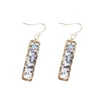Enamel Zinc Alloy Drop Earring, Rectangle, gold color plated, for woman 11*36mm 