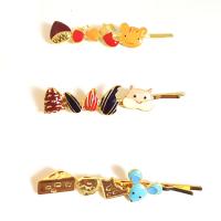 Hair Slide, Zinc Alloy, gold color plated & for woman & enamel, 75*14mm 