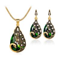 Rhinestone Zinc Alloy Jewelry Set, earring & necklace, with Crystal, plated, for woman & with rhinestone 40mm,20mm,36mm,14mm Approx 17.7 Inch 