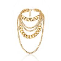 aluminum chain Choker Necklace, plated, multilayer & punk style & for woman Approx 24 Inch 
