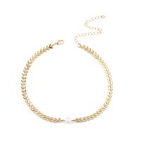 Zinc Alloy Choker Necklace, with Plastic Pearl, zinc alloy lobster clasp, plated, for woman Approx 11 Inch 