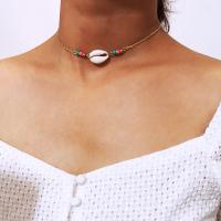 Shell Choker Necklace, with Seedbead & Zinc Alloy, plated, for woman Approx 12.5 Inch 